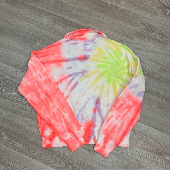 RE/DONE & Levis tie-dyed cotton fleece sweatshirt Crop Ombre Colorful Pullover S - Picture 4 of 8